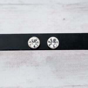 Clear Gem & Gold Tone Stud Earrings - 0.25"